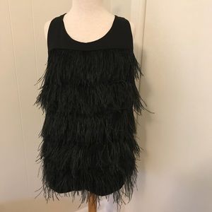 Ann Taylor Unique ostrich feather tank xl black